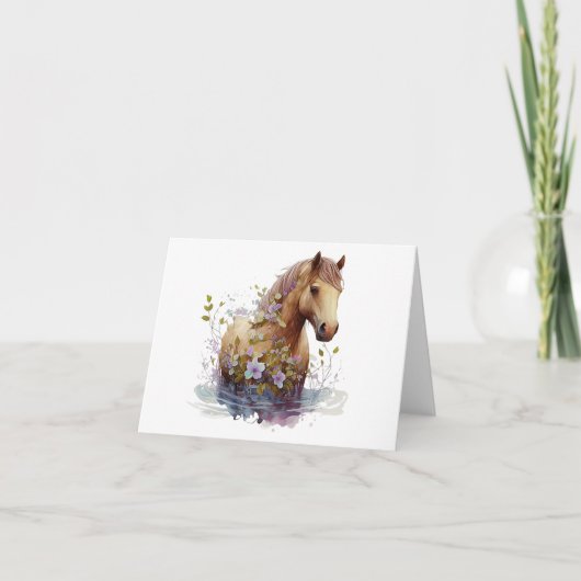 Wunderschönes Pferd mit Blume BLANK Karte (Vorderseite)