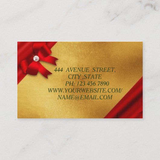 Wunderschönes Phantastisches Gold mit Rot Greasy Visitenkarte (Rückseite)