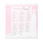 Wunderschönes Pink Satin Religious Brautparty Game Notizblock (Vorderseite)