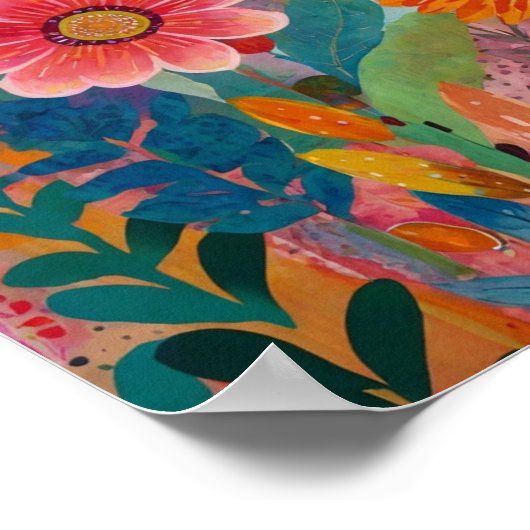 Wunderschönes, pulsierendes Blumenposter Poster (Ecke)