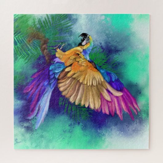 Wunderschönes Puzzle mit farbenfrohen Papagei (Horizontal)
