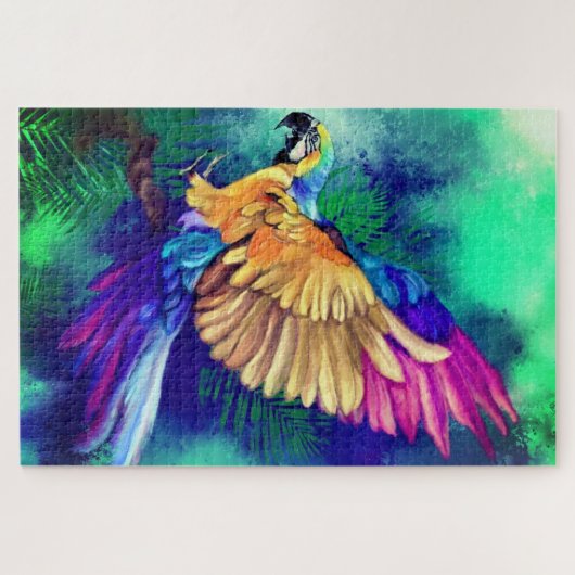 Wunderschönes Puzzle mit farbenfrohen Papagei (Horizontal)