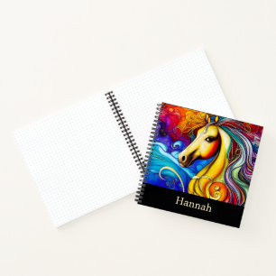 Wunderschönes Rainbow Horse Portrait Bullet Notizblock