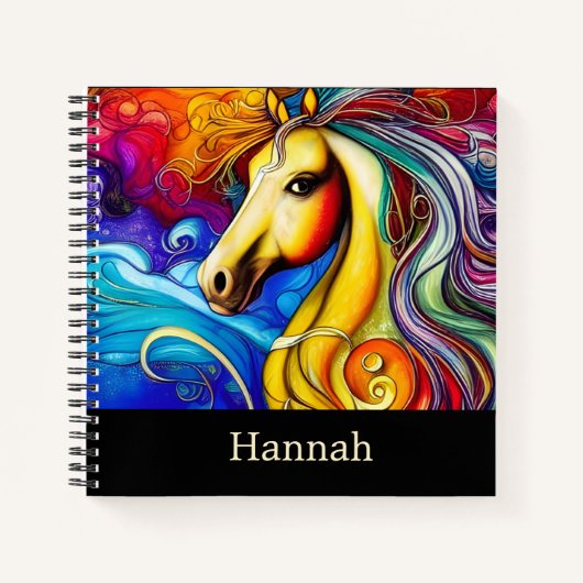 Wunderschönes Rainbow Horse Portrait Bullet Notizblock (Vorderseite)