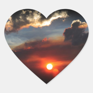 wunderschönes rauchiges Sonnenuntergangsfoto Herz-Aufkleber