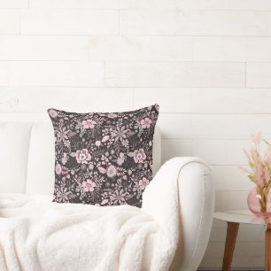 Wunderschönes Retro-Pink-Pastell-Blumenmuster Kissen
