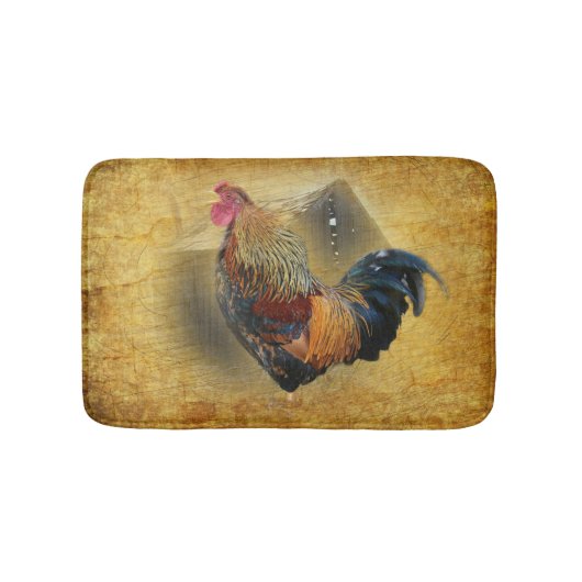 Wunderschönes Rooster und rustikales Hühnercoop Badematte (Vorderseite)