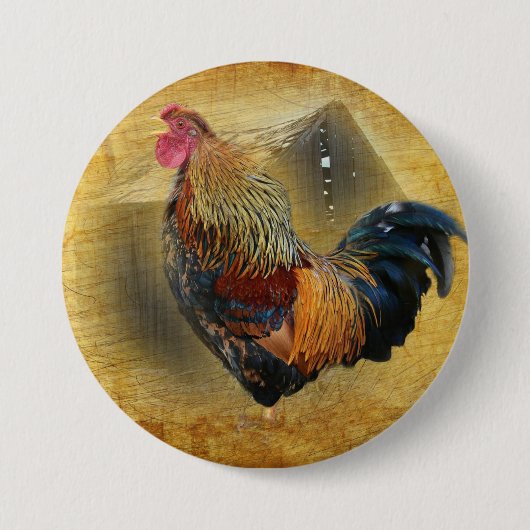 Wunderschönes Rooster und rustikales Hühnercoop Button (Vorderseite)
