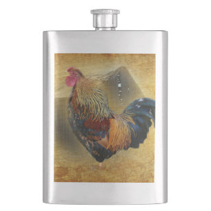 Wunderschönes Rooster und rustikales Hühnercoop Flachmann