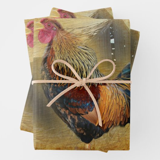 Wunderschönes Rooster und rustikales Hühnercoop Geschenkpapier Set (Beispiel)