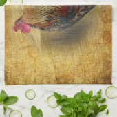 Wunderschönes Rooster und rustikales Hühnercoop Geschirrtuch (Gefaltet)