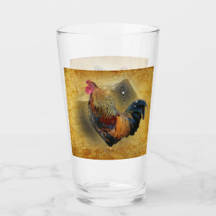 Wunderschönes Rooster und rustikales Hühnercoop Glas
