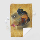 Wunderschönes Rooster und rustikales Hühnercoop Golfhandtuch (Insitu)