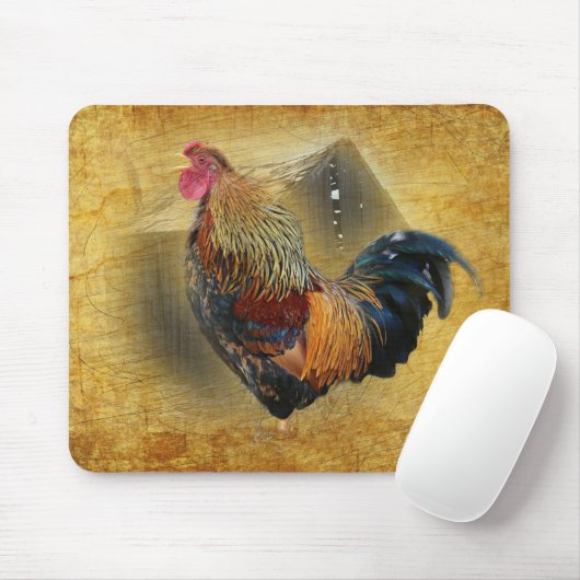 Wunderschönes Rooster und rustikales Hühnercoop Mousepad (Mit Mouse)