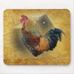 Wunderschönes Rooster und rustikales Hühnercoop Mousepad