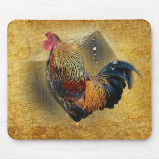Wunderschönes Rooster und rustikales Hühnercoop Mousepad (Vorne)