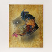 Wunderschönes Rooster und rustikales Hühnercoop Puzzle (Vertikal)