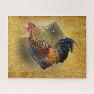 Wunderschönes Rooster und rustikales Hühnercoop Puzzle