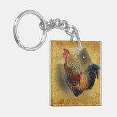 Wunderschönes Rooster und rustikales Hühnercoop Schlüsselanhänger (Vorderseite links)