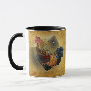 Wunderschönes Rooster und rustikales Hühnercoop Tasse