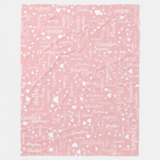 Wunderschönes rosa Fleece Blanket mit Name und Her (Vorderseite)