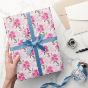 Wunderschönes rosa Rosen-Wasserfarbenmuster Geschenkpapier