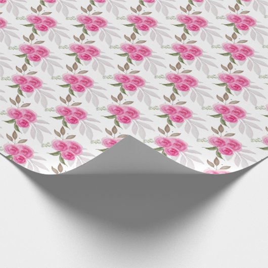 Wunderschönes rosa Roses Wasserfarben Muster Geschenkpapier (Ecke)