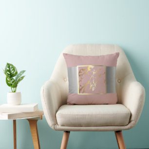 Wunderschönes rosa und goldenes Marmordesign Kissen
