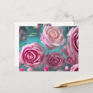 Wunderschönes Rosenmuster im Vintage-Look Postkarte