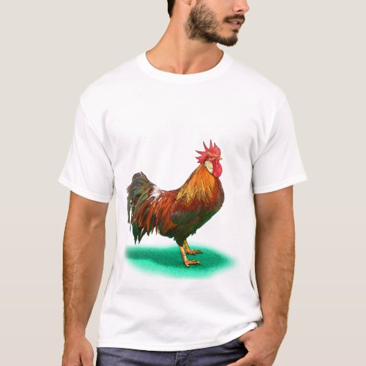 Wunderschönes Roster-Huhn mit farbenfrohen Schwänz T-Shirt (Vorderseite)