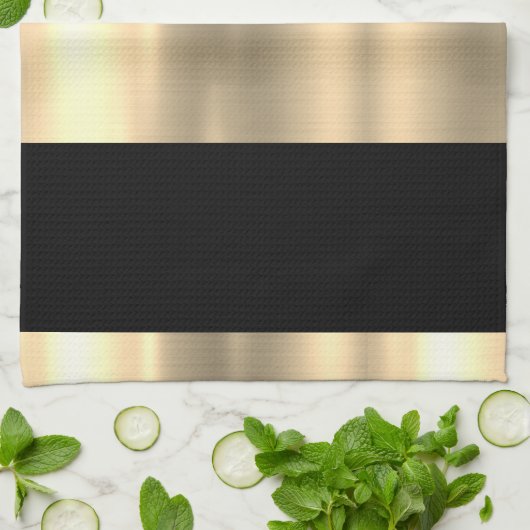 Wunderschönes Schwarz-Gold-Design Geschirrtuch (Gefaltet)