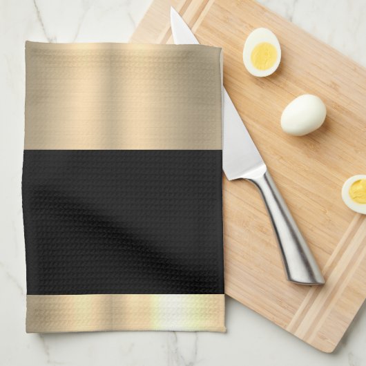 Wunderschönes Schwarz-Gold-Design Geschirrtuch (Viertel Falte)