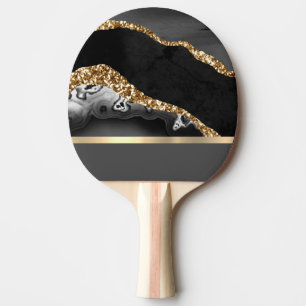 Wunderschönes Schwarz-Gold-Marmor-Design Tischtennis Schläger