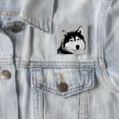 Wunderschönes Schwarz/Weiß-Husky-Button Button (Beispiel)