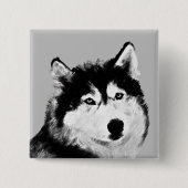 Wunderschönes Schwarz/Weiß-Husky-Button Button (Vorderseite)
