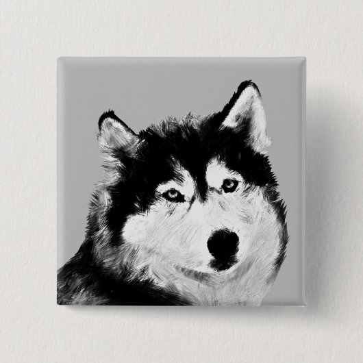 Wunderschönes Schwarz/Weiß-Husky-Button Button (Vorderseite)