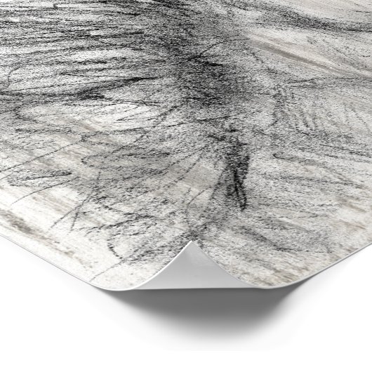 Wunderschönes Schwarz-Weiß-Pferd-Sketch-Poster Poster (Ecke)