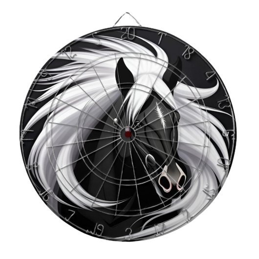 Wunderschönes Schwarzes Pferd Dartscheibe (vorne)