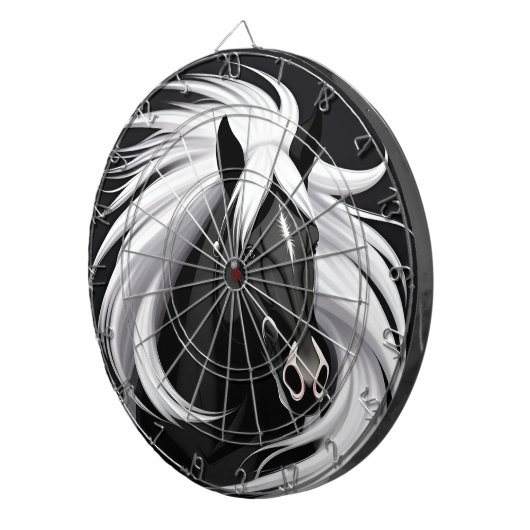 Wunderschönes Schwarzes Pferd Dartscheibe (Vorderseite rechts)