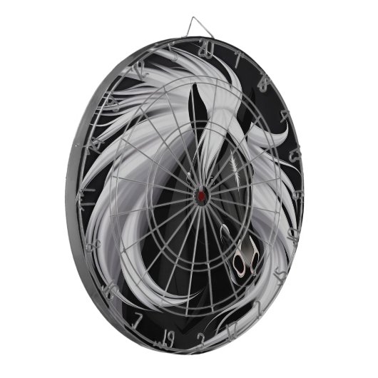 Wunderschönes Schwarzes Pferd Dartscheibe (Vorderseite Links)