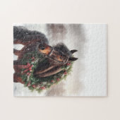 Wunderschönes Schwarzes Pferd mit Wreath-Tier Puzzle (Horizontal)