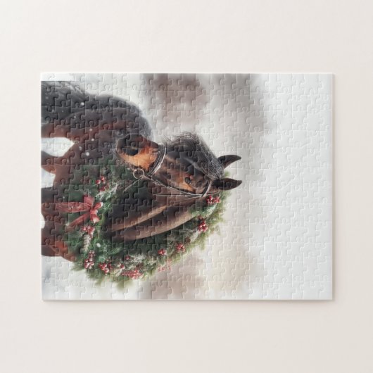 Wunderschönes Schwarzes Pferd mit Wreath-Tier Puzzle (Horizontal)