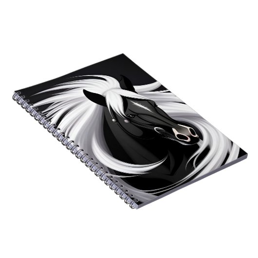 Wunderschönes Schwarzes Pferd Notizblock (Rechte Seite)