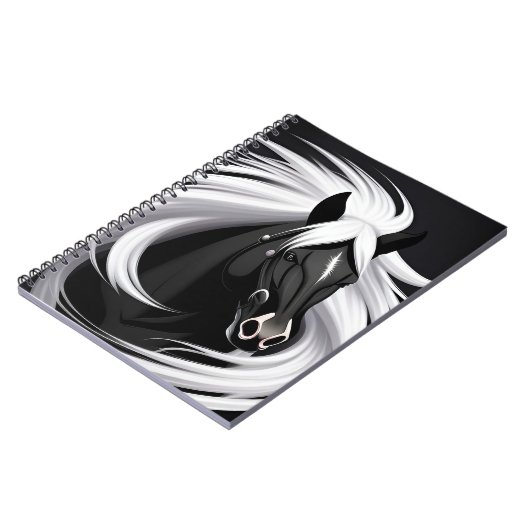 Wunderschönes Schwarzes Pferd Notizblock (Linke Seite)