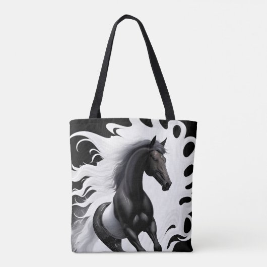 Wunderschönes Schwarzes Pferd Tasche (Rückseite)