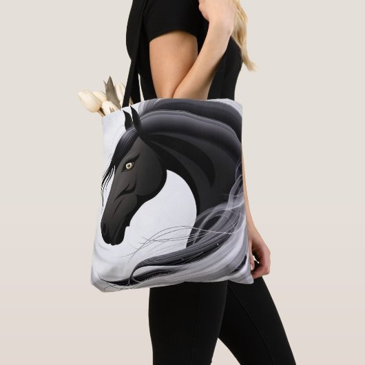 Wunderschönes Schwarzes Pferd Tasche (Von Nahem)