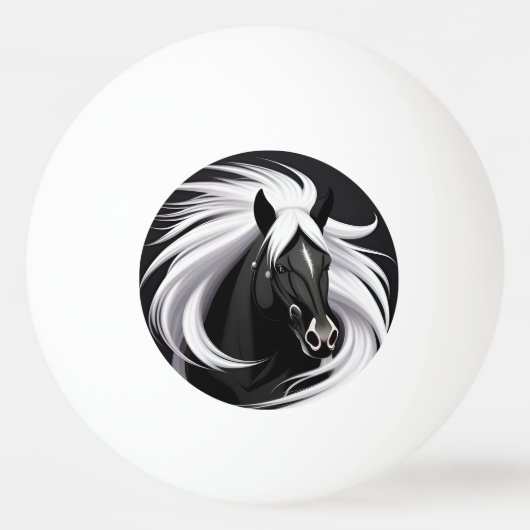 Wunderschönes Schwarzes Pferd Tischtennisball (Vorderseite)