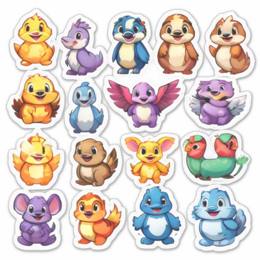 wunderschönes Set von Aufklebern von Cartoon Aufkleber (Vorderseite)