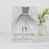 Wunderschönes Silver Mermaid Dress Quinceanera Par Einladung (Stehend Vorderseite)