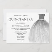 Wunderschönes Silver Mermaid Dress Quinceanera Par Einladung (Rückseite)